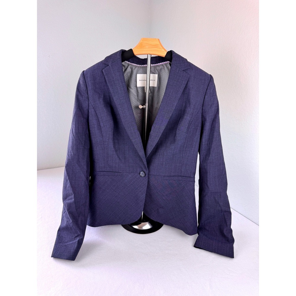 Banana Republic Stretch Blazer Blue Quiet Luxury Career Office Women's 6